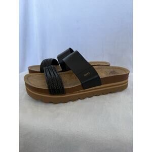 Reef Cushion Vista Hi Sandals Women’s Black Platform Size 8